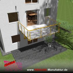 Hängebalkon mit Riffelblechboden, Reling-Geländer 