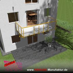 Hängebalkon mit Riffelblechboden, Reling-Geländer 