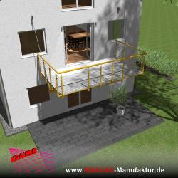 Hängebalkon mit Riffelblechboden, Reling-Geländer 