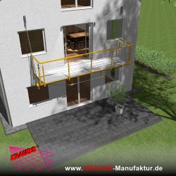Hängebalkon mit Riffelblechboden, Reling-Geländer 