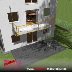 Hängebalkon mit Riffelblechboden, Reling-Geländer 