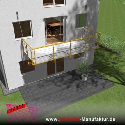 Hängebalkon mit Riffelblechboden, Reling-Geländer 