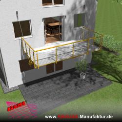 Hängebalkon mit Riffelblechboden, Reling-Geländer 