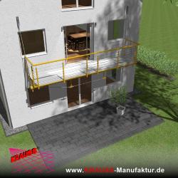 Hängebalkon mit Riffelblechboden, Reling-Geländer 