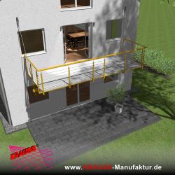 Hängebalkon mit Riffelblechboden, Reling-Geländer 