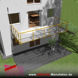 Hängebalkon mit Riffelblechboden, Reling-Geländer 