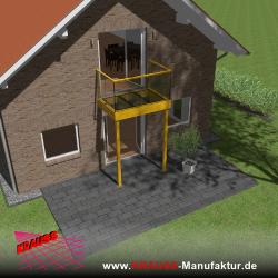 Stehbalkon mit Glasboden und Glasgeländer 