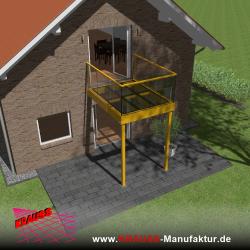 Stehbalkon mit Glasboden und Glasgeländer 
