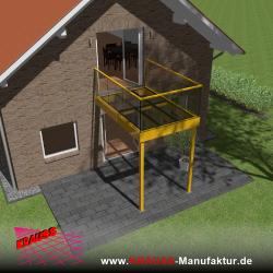 Stehbalkon mit Glasboden und Glasgeländer 