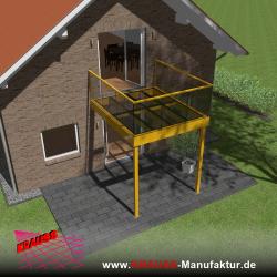 Stehbalkon mit Glasboden und Glasgeländer 