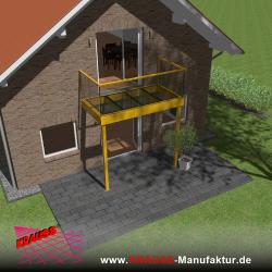 Stehbalkon mit Glasboden und Glasgeländer 