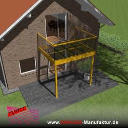 Stehbalkon mit Glasboden und Glasgeländer 