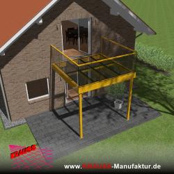 Stehbalkon mit Glasboden und Glasgeländer 