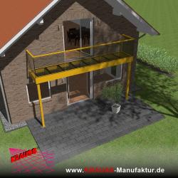 Stehbalkon mit Glasboden und Glasgeländer 
