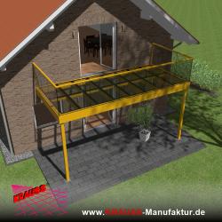 Stehbalkon mit Glasboden und Glasgeländer 