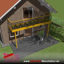 Stehbalkon mit Glasboden und Glasgeländer 