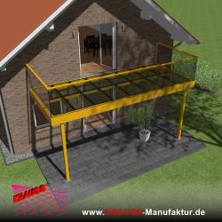 Stehbalkon mit Glasboden und Glasgeländer 