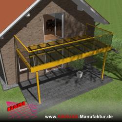 Stehbalkon mit Glasboden und Glasgeländer 