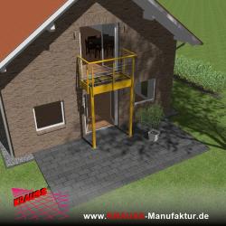 Stehbalkon mit Glasboden und Reling-Geländer 