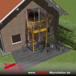 Stehbalkon mit Glasboden und Reling-Geländer 