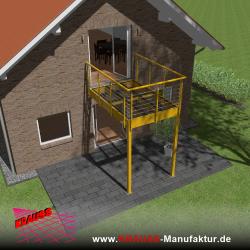Stehbalkon mit Glasboden und Reling-Geländer 