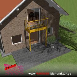 Stehbalkon mit Glasboden und Reling-Geländer 