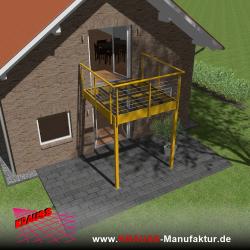 Stehbalkon mit Glasboden und Reling-Geländer 