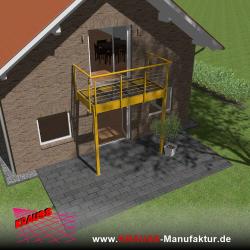 Stehbalkon mit Glasboden und Reling-Geländer 