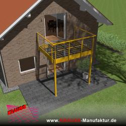 Stehbalkon mit Glasboden und Reling-Geländer 