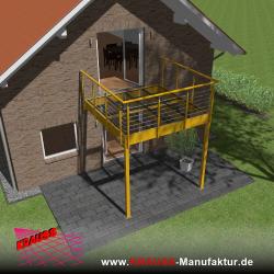 Stehbalkon mit Glasboden und Reling-Geländer 