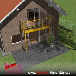 Stehbalkon mit Glasboden und Reling-Geländer 