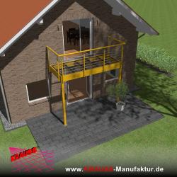Stehbalkon mit Glasboden und Reling-Geländer 