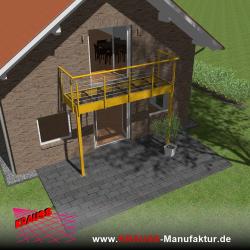 Stehbalkon mit Glasboden und Reling-Geländer 