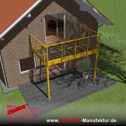 Stehbalkon mit Glasboden und Reling-Geländer 