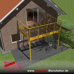 Stehbalkon mit Glasboden und Reling-Geländer 