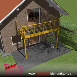 Stehbalkon mit Glasboden und Reling-Geländer 