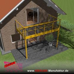Stehbalkon mit Glasboden und Reling-Geländer 