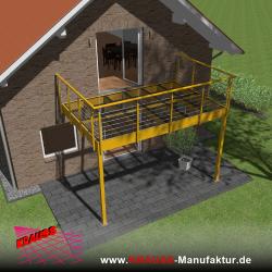 Stehbalkon mit Glasboden und Reling-Geländer 
