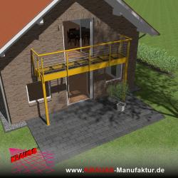 Stehbalkon mit Glasboden und Reling-Geländer 