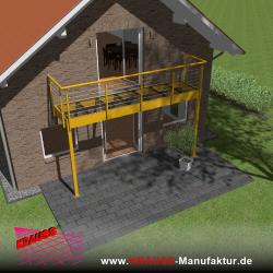 Stehbalkon mit Glasboden und Reling-Geländer 