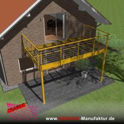 Stehbalkon mit Glasboden und Reling-Geländer 