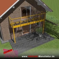 Stehbalkon mit Glasboden und Reling-Geländer 