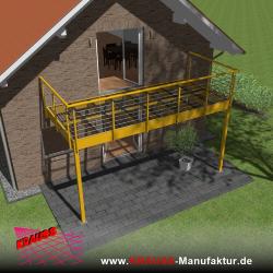 Stehbalkon mit Glasboden und Reling-Geländer 