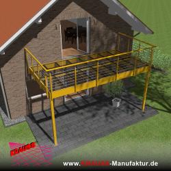 Stehbalkon mit Glasboden und Reling-Geländer 