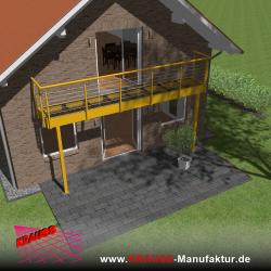 Stehbalkon mit Glasboden und Reling-Geländer 