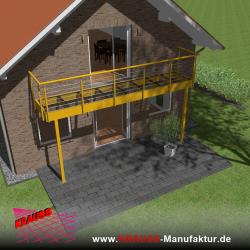 Stehbalkon mit Glasboden und Reling-Geländer 