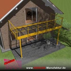 Stehbalkon mit Glasboden und Reling-Geländer 