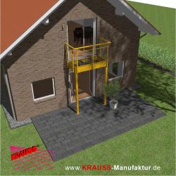 Stehbalkon mit Glasboden und Staketengeländer 
