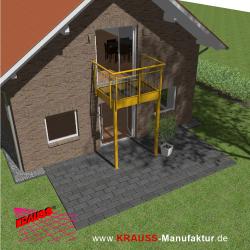 Stehbalkon mit Glasboden und Staketengeländer 