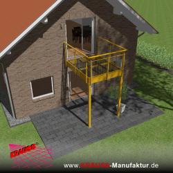 Stehbalkon mit Glasboden und Staketengeländer 